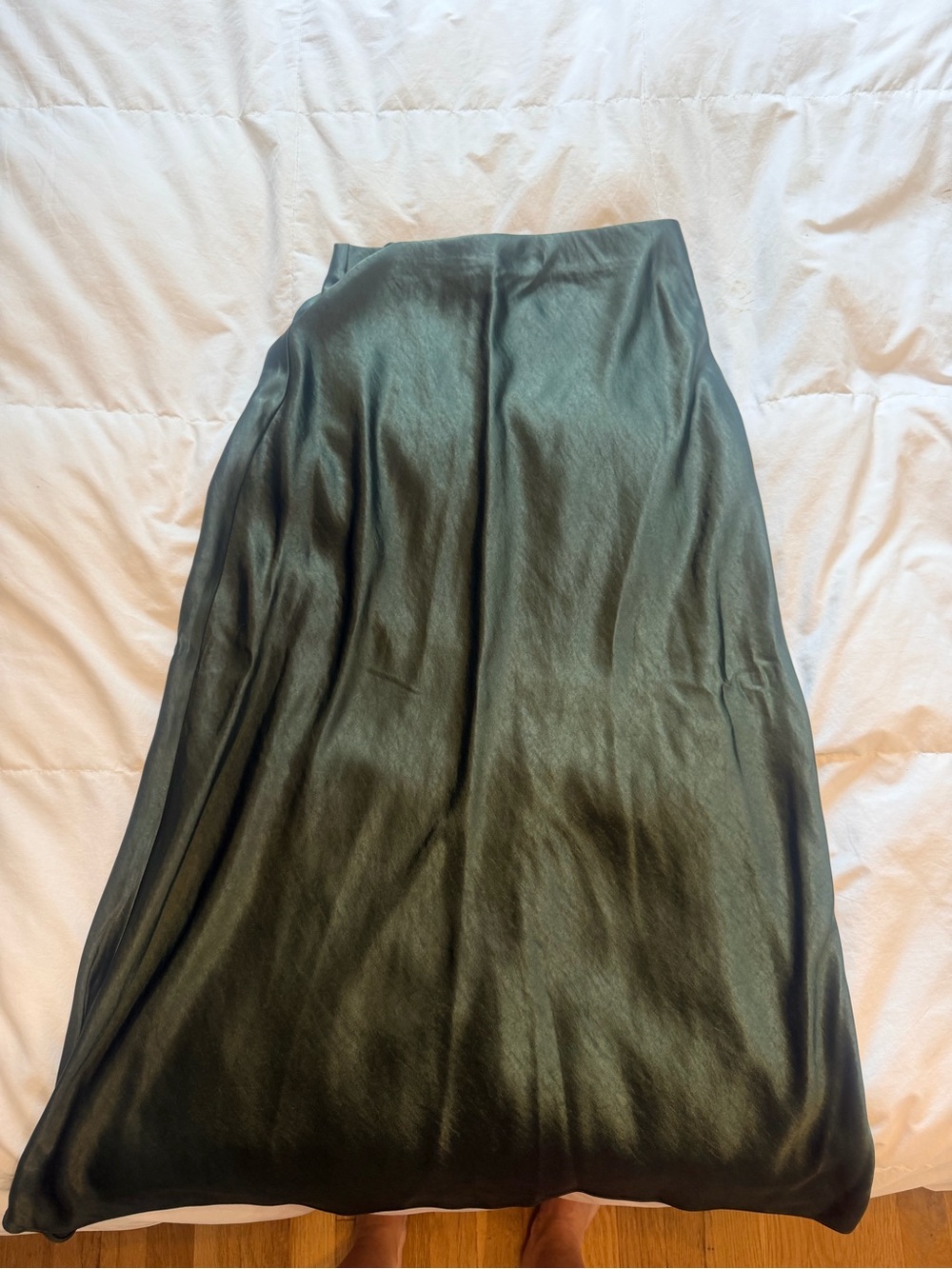 Baltic Born Forest Green Satin Midi Skirt